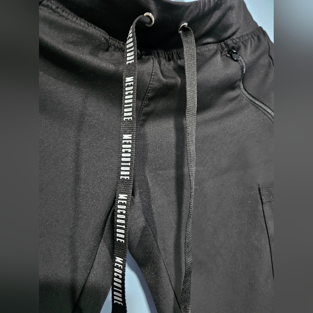Black Women's Drawstring Scrub Pants - Picture 3 of 8